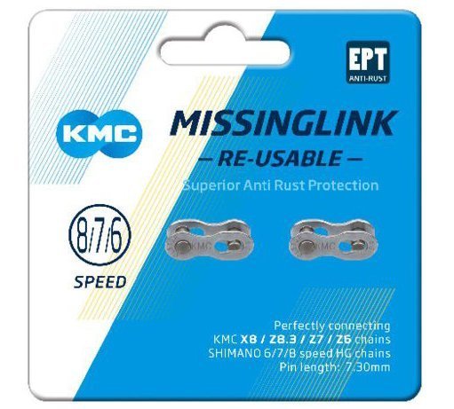 Kmc missingLink 7/8R EPT silver 7,3mm op kaart (2)-Zilver