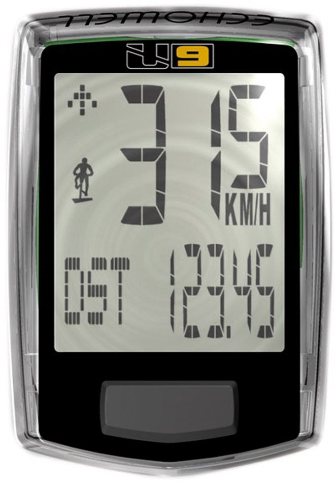 Echowell fietscomputer U9 9-functies, bekabeld.-Zilver|Zwart