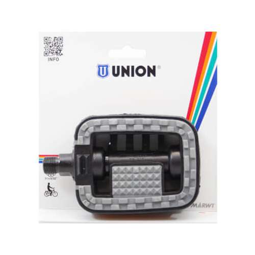 Union pedalen 807 anti-slip zwart grijze inleg op-Zwart/Grijs