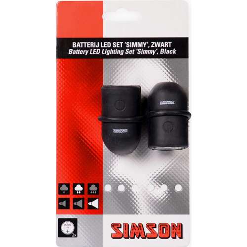 Simson verlichtingsset Simmy batterij zwart
