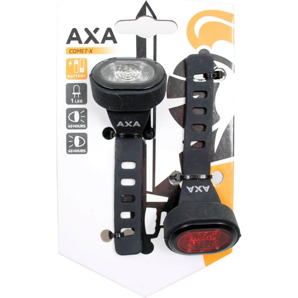 Axa verlichting set Comet -X batterij-Zwart