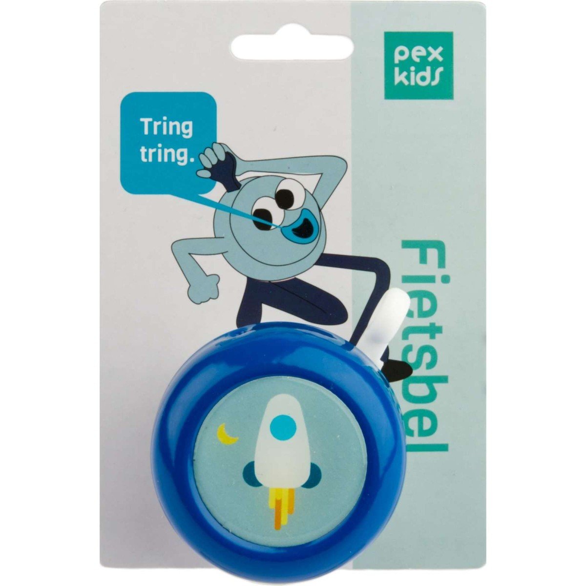 Pexkids fietsbel Rocket-Blauw|Wit