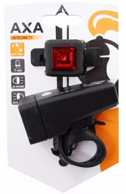 Axa verlichting set Niteline T1 batterij-Zwart