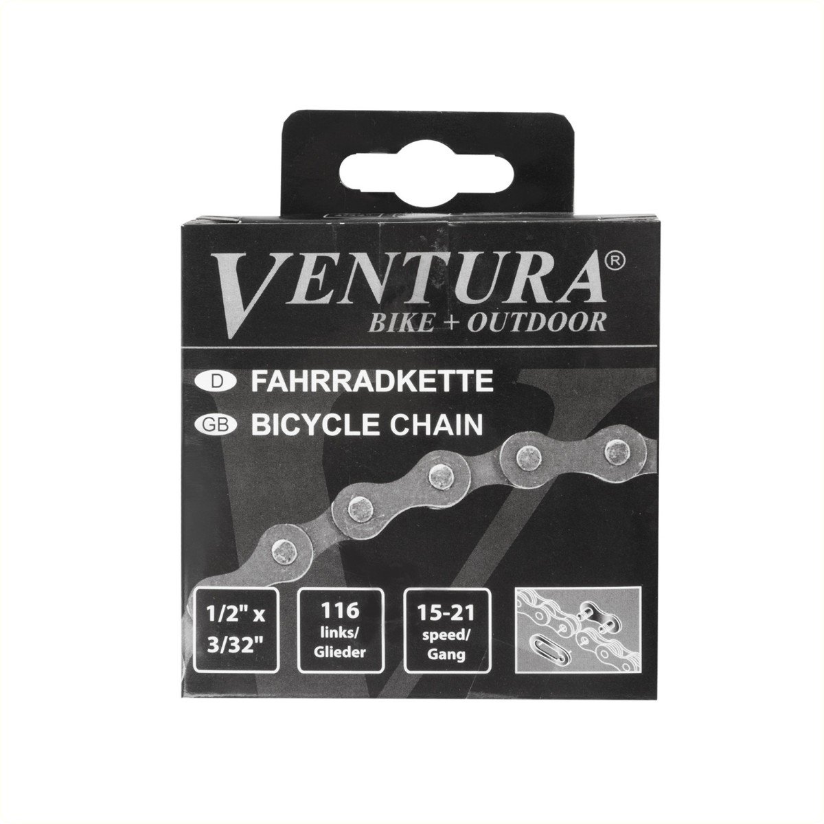 Ventura Ketting 6/7 speed, 1/2×3/32 116L zwart/bru